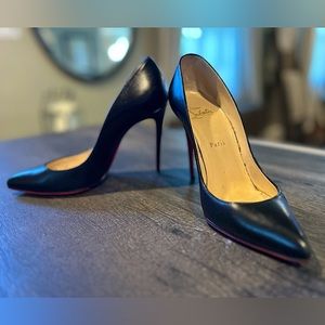 Christian Louboutin Pigalle Follies Leather 100mm Red Sole High-Heel Pumps Black